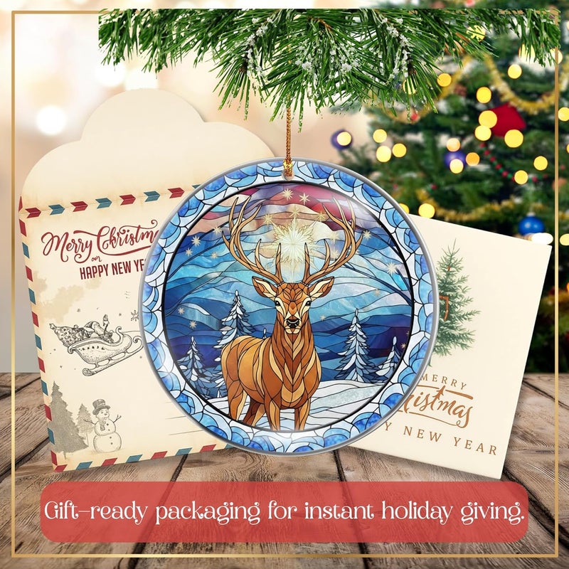 Hutato Deer Christmas Ornaments – Deer Ornament for Christmas Tree, Acrylic Deers Ornaments, Hanging Decoration, Beautiful Deer Lovers Gifts, Holiday Keepsake, Gift for Wildlife Lovers, Family, Friends - Image 4